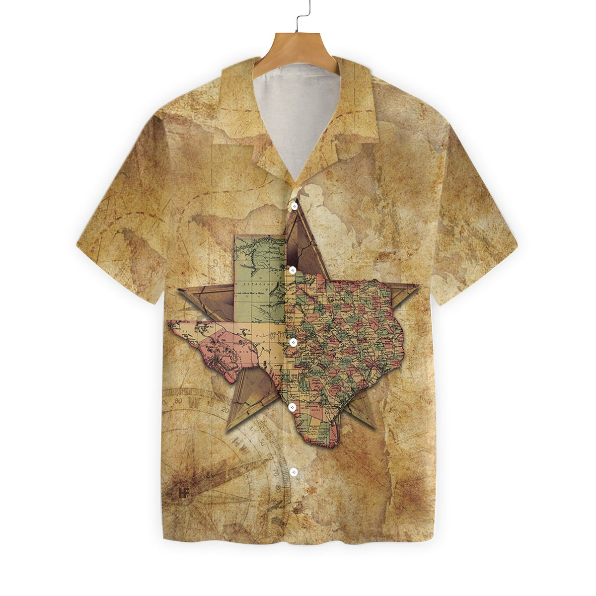 Texas State Map And Compass Pattern Hawaiian Shirt Insignia State Of Texas Shirt Texas Shirt For Men