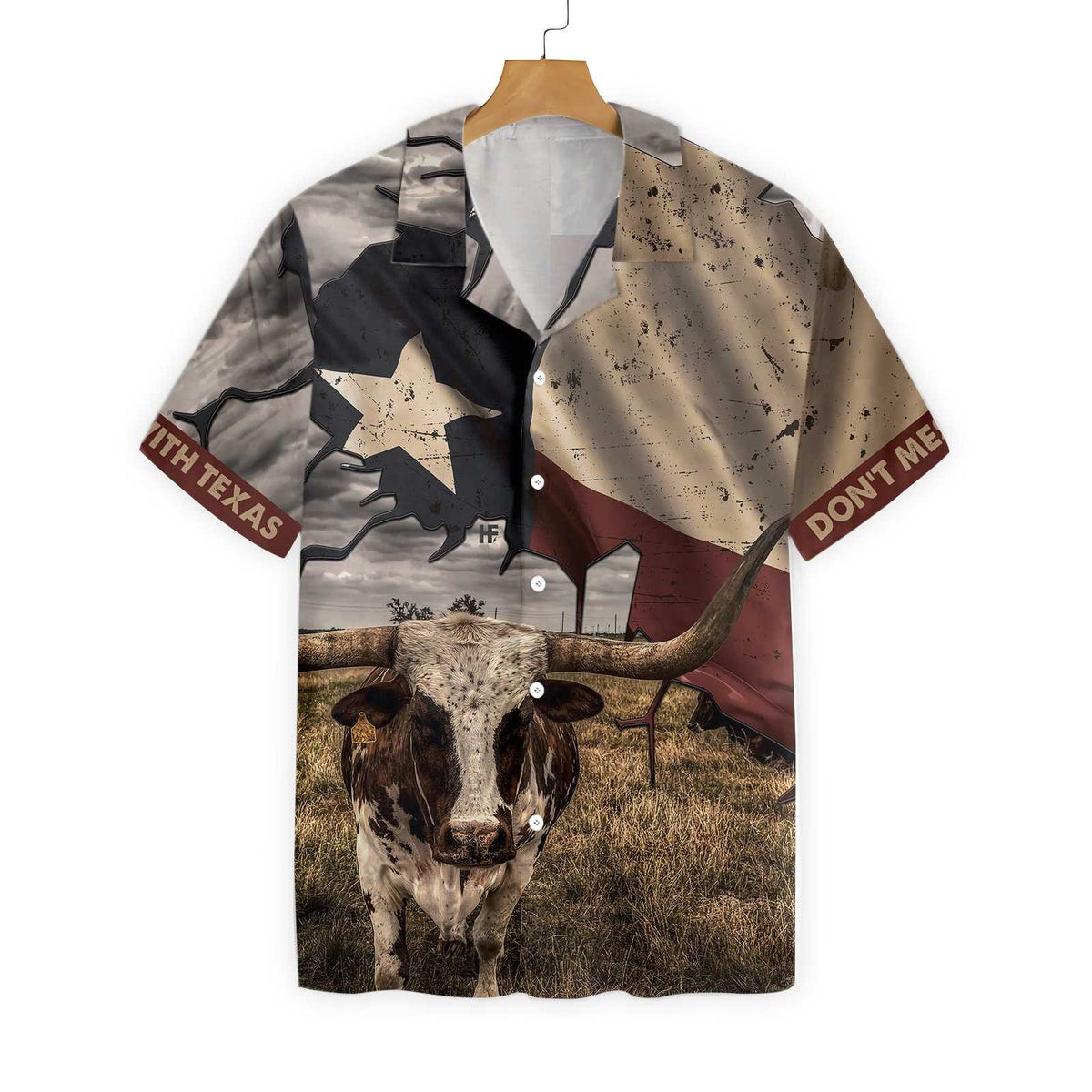 Texas State Map Pattern Flag Texas Hawaiian Shirt Dont Mess With Texas Longhorns Shirt Texas Shirt For Men