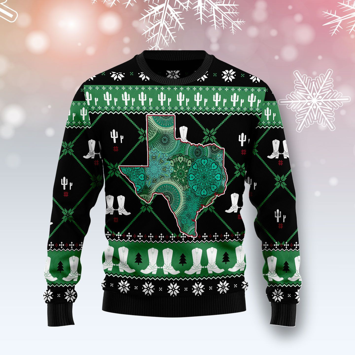 Texas USA Symbols Pattern Ugly Christmas Sweater Ugly Sweater For Men Women