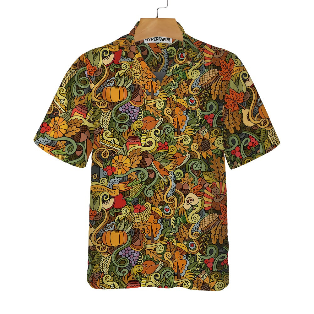 Thanksgiving Autumn Symbols Hawaiian Shirt Unique Thanksgiving Shirt Best Gift For Thanksgiving Day