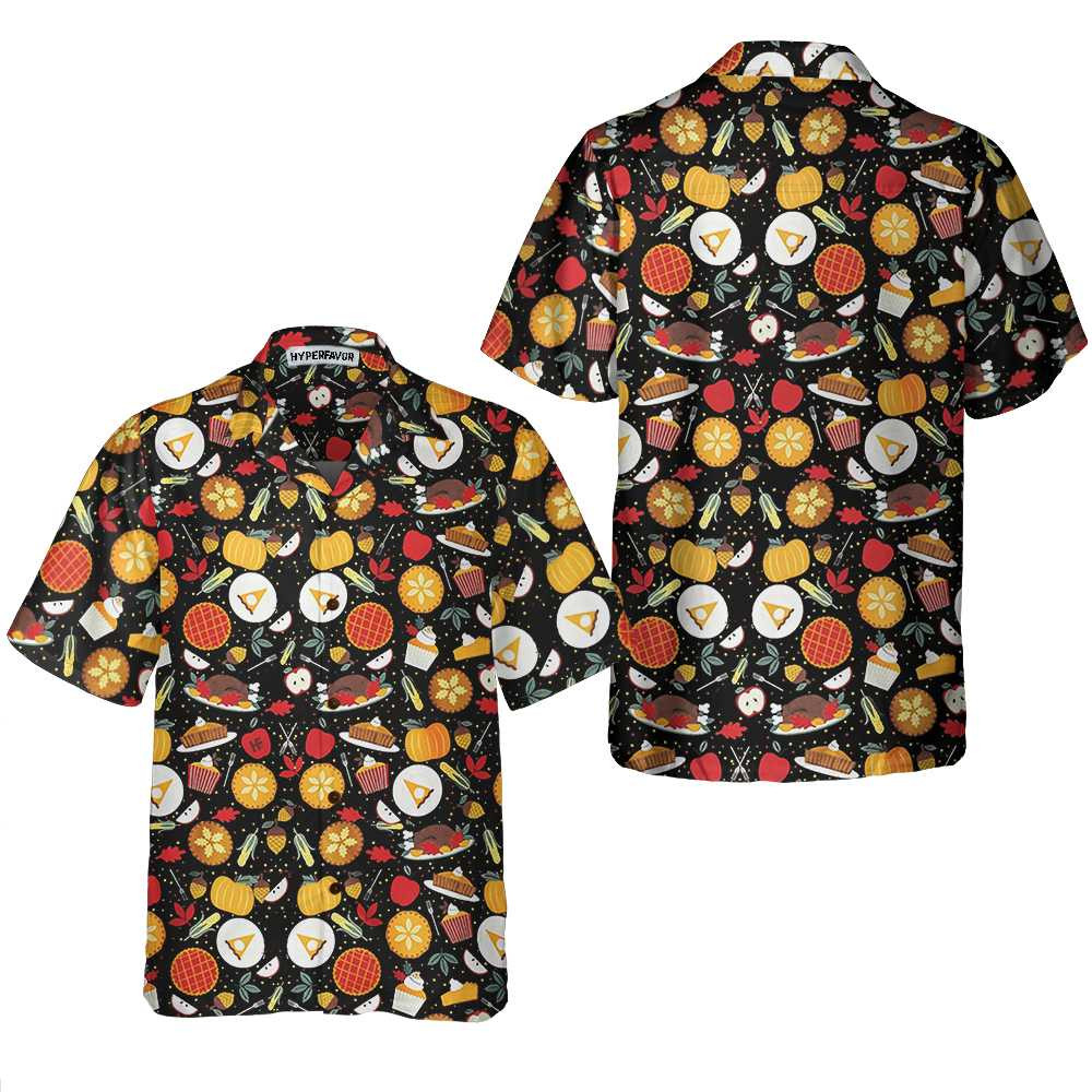 Thanksgiving Autumn Vibe Hawaiian Shirt Thanksgiving Hawaiian Shirt With Thanksgiving Pattern