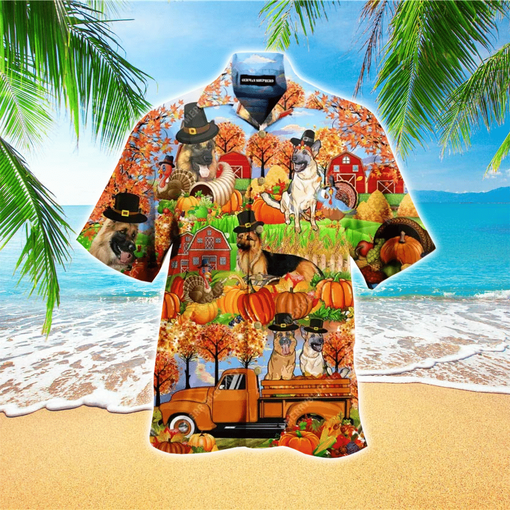 Thanksgiving German Shepherd Amazing Colorful Hawaiian Shirt for Men and Women