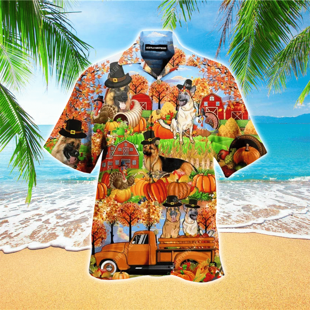 Thanksgiving German Shepherd Amazing Colorful Hawaiian Shirt for Men and Women