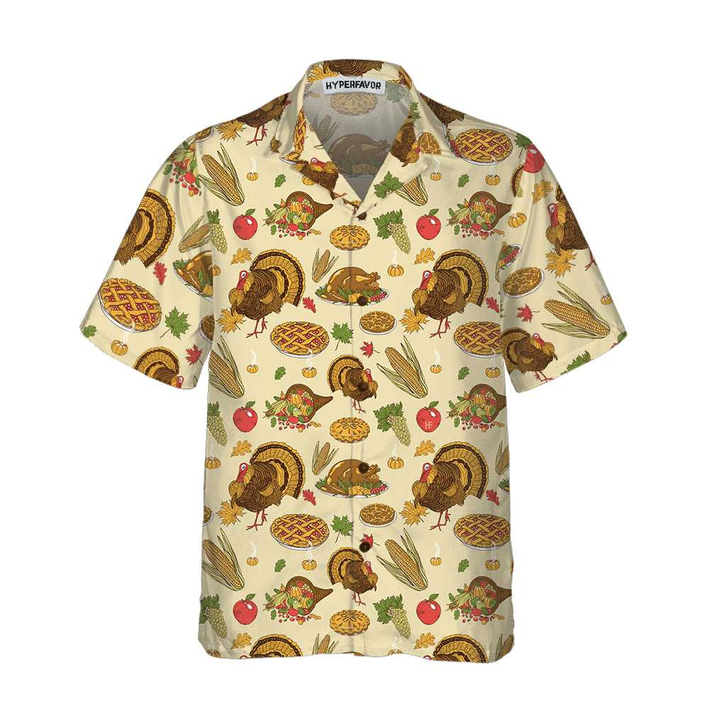 Thanksgiving Pattern Hawaiian Shirt Fall Vibe Thanksgiving Shirt Gift For Thanksgiving Day