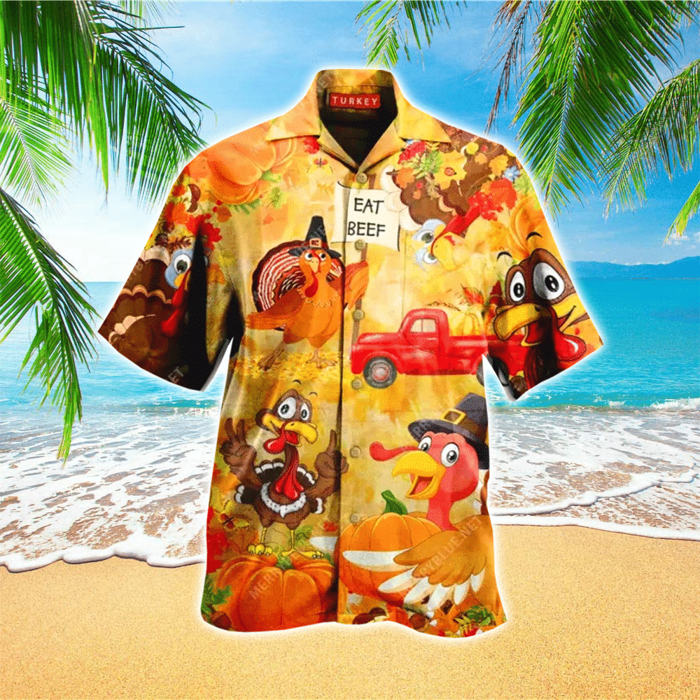 Thanksgiving Turkey Colorful Youth Hawaiian Shirt for Men and Women