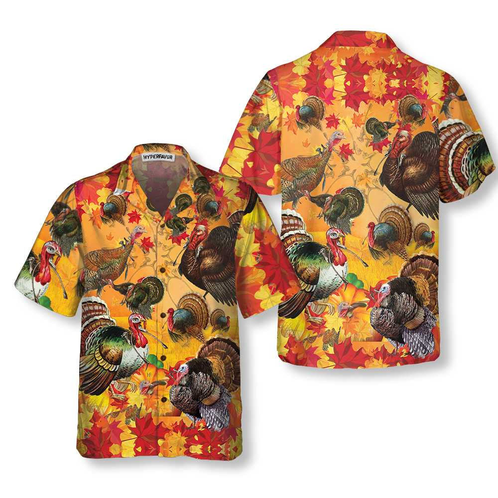 Thanksgiving Turkey Wishbone Hawaiian Shirt Fall Leaves And Gobble Shirt Best Gift For Thanksgiving Day