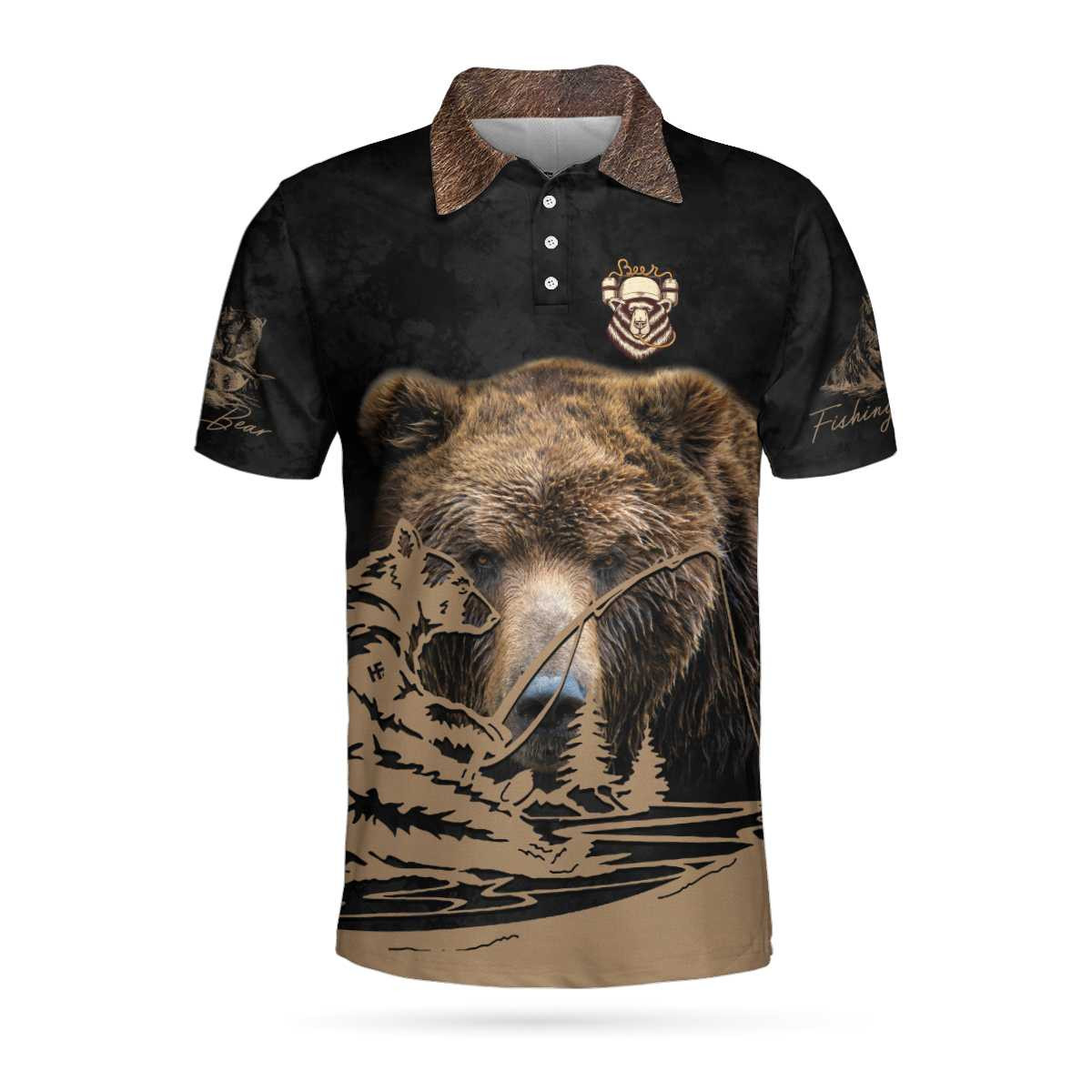 Thats What I Do I Fish I Drink And I Know Things Polo Shirt Brown Bear Polo Shirt Best Fishing Shirt For Men