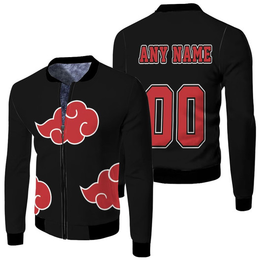 The Akatsuki Clan Naruto Shippuden Black Fleece Bomber Jacket