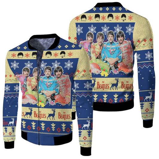 The Beatles Ugly Christmas Fleece Bomber Jacket