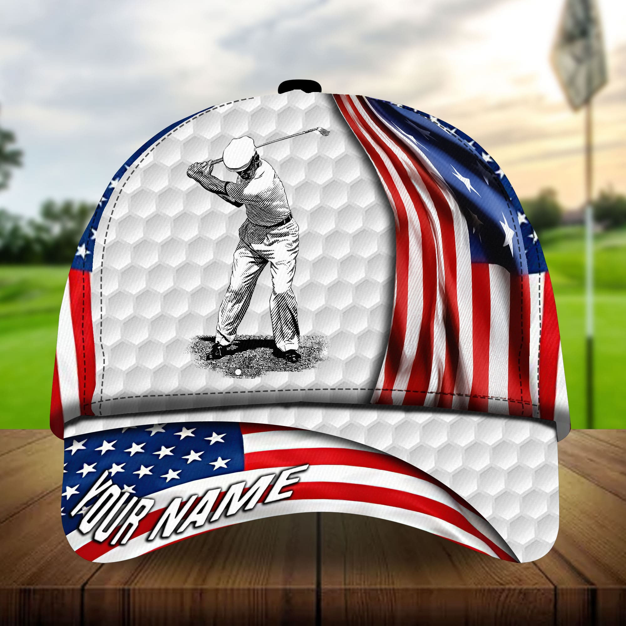 The Best American Golfer 3D Hats Printed Multicolor Personalized Classic Cap