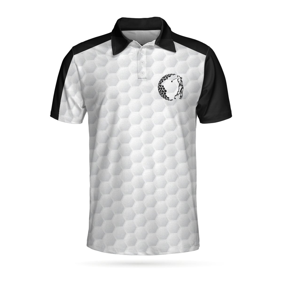 The Best Golf Slayer Wet Ink Skull Polo Shirt Black Shoulder White Golf Pattern Polo Shirt Best Golf Shirt For Men