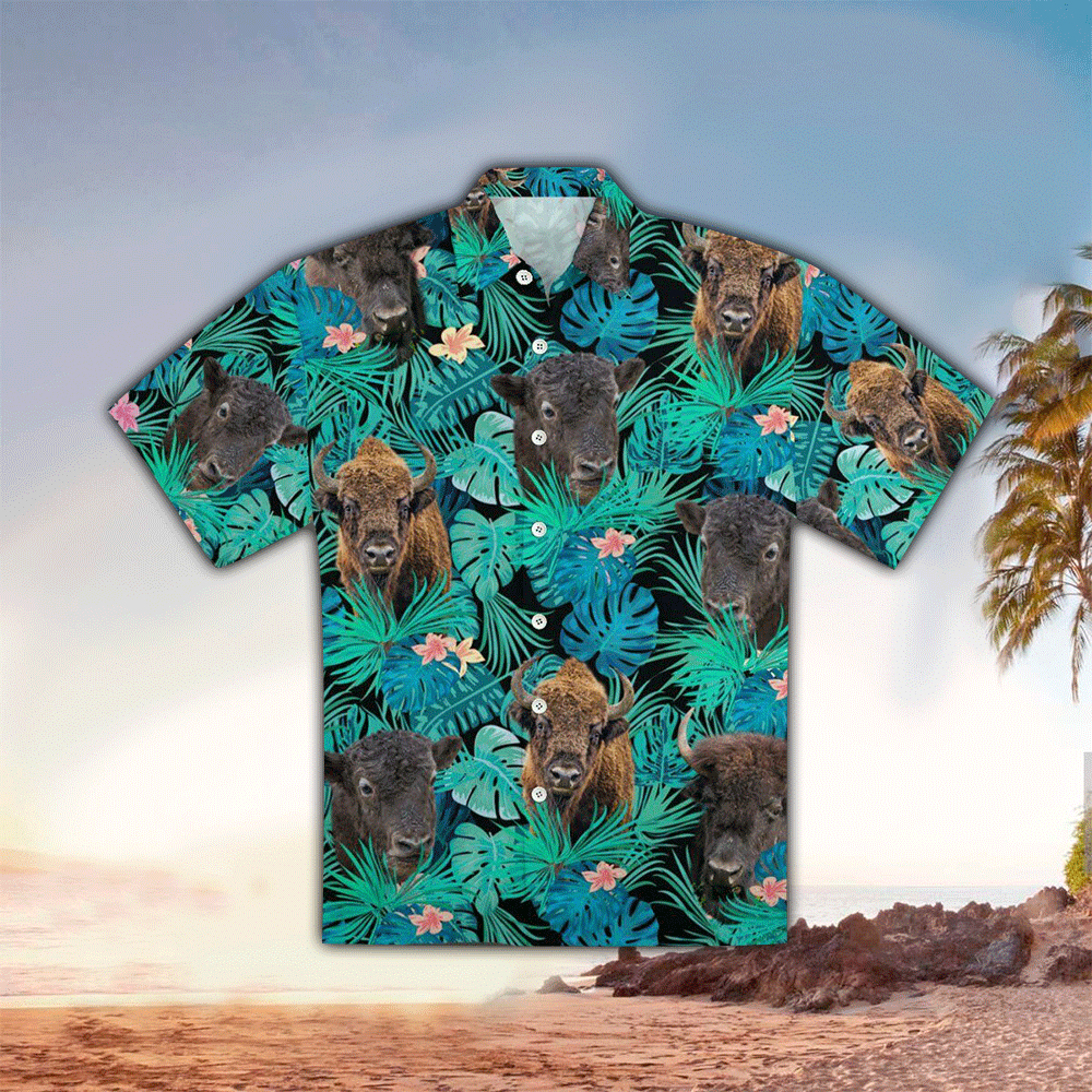 The Bison Tropical Hawaiian Shirt for Men and Women