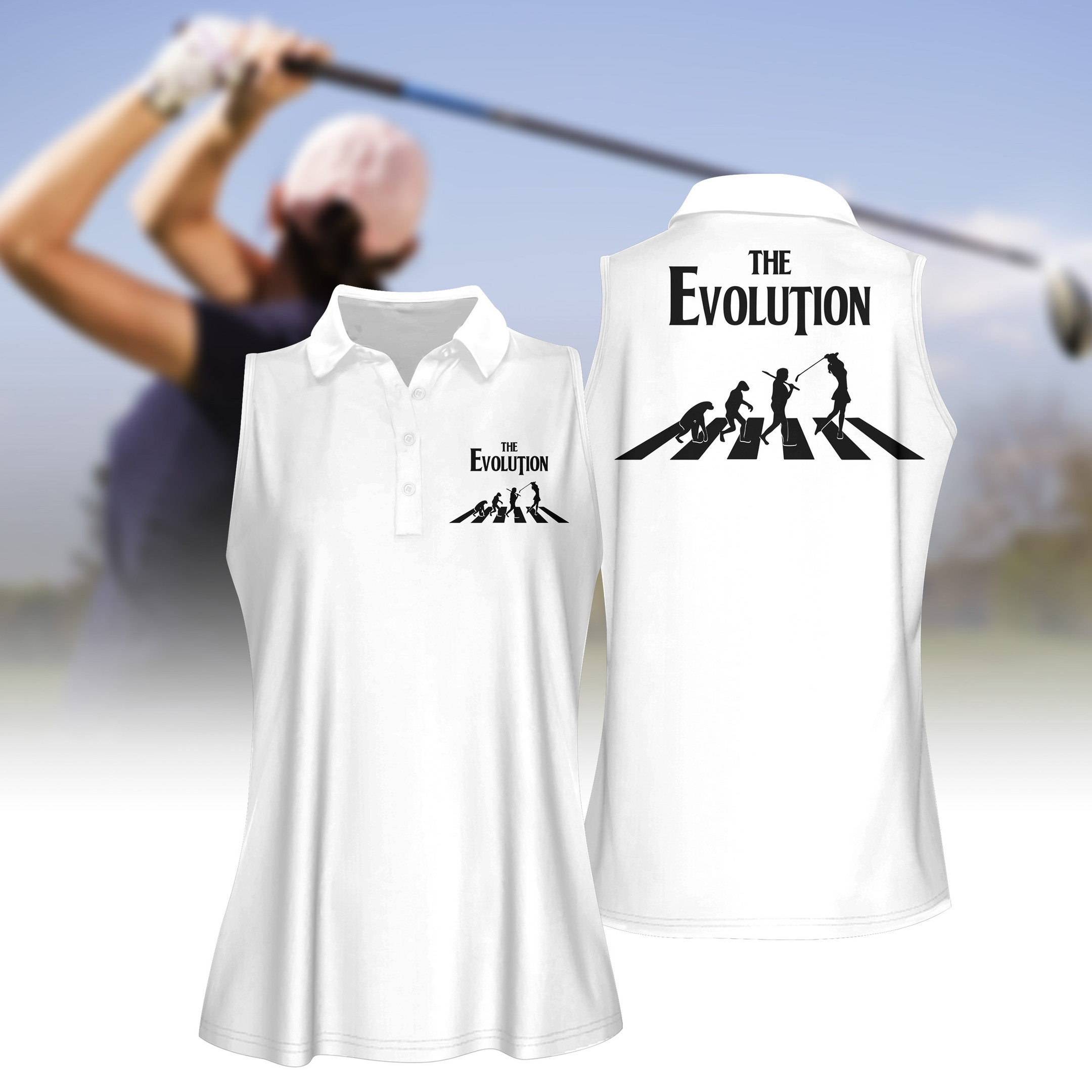 The Evolution Golfer Women Short Sleeve Polo Shirt Sleeveless Polo Shirt