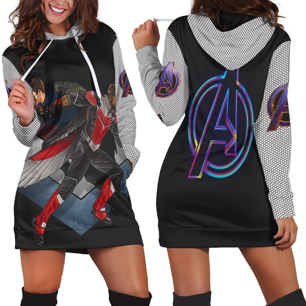 The Falcon And The Winter Soldier Against The Bad Guys Hoodie Dress Sweater Dress Sweatshirt Dress