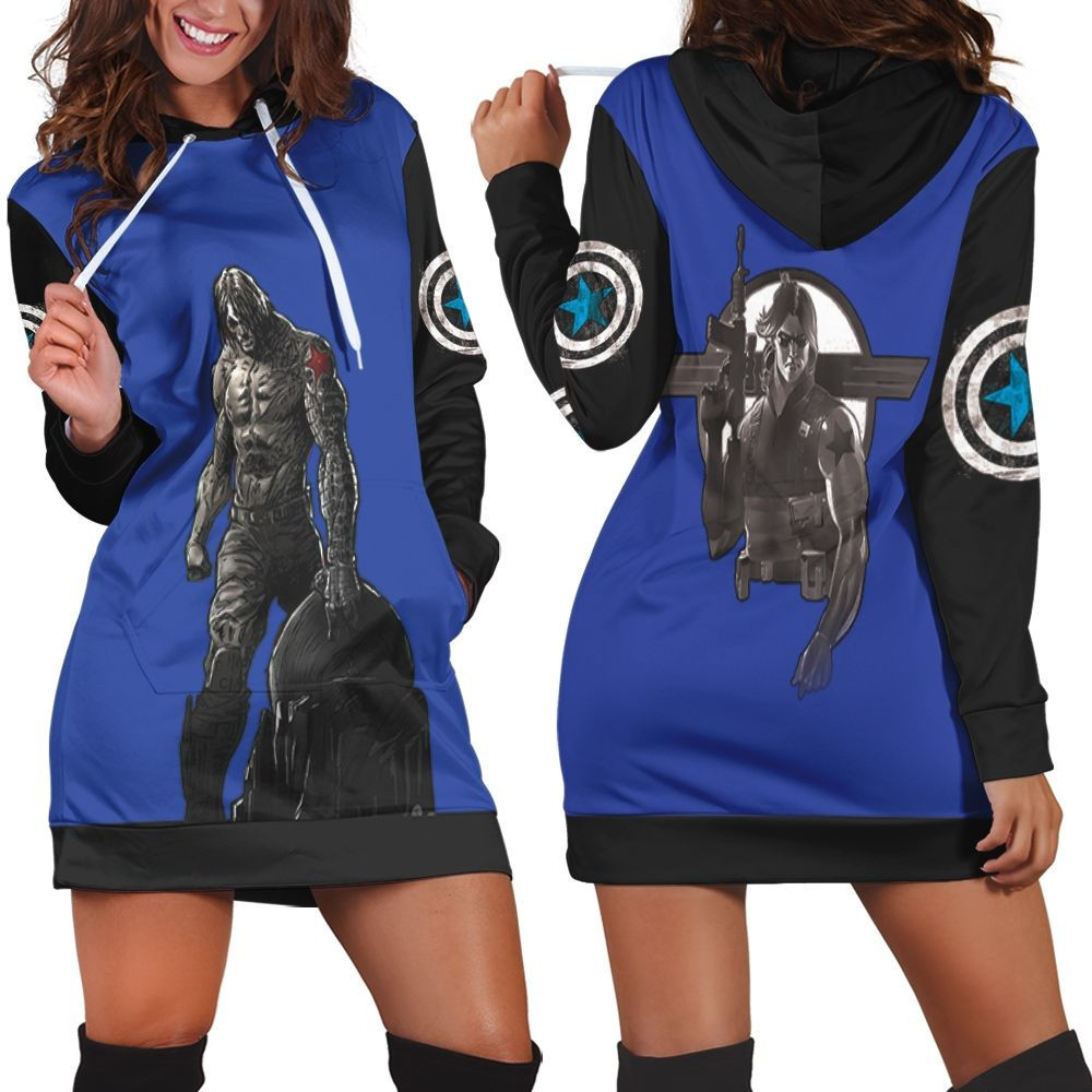 The Falcon And The Winter Soldier Iron Soldier Superhero 3d Hoodie Dress Sweater Dress Sweatshirt Dress