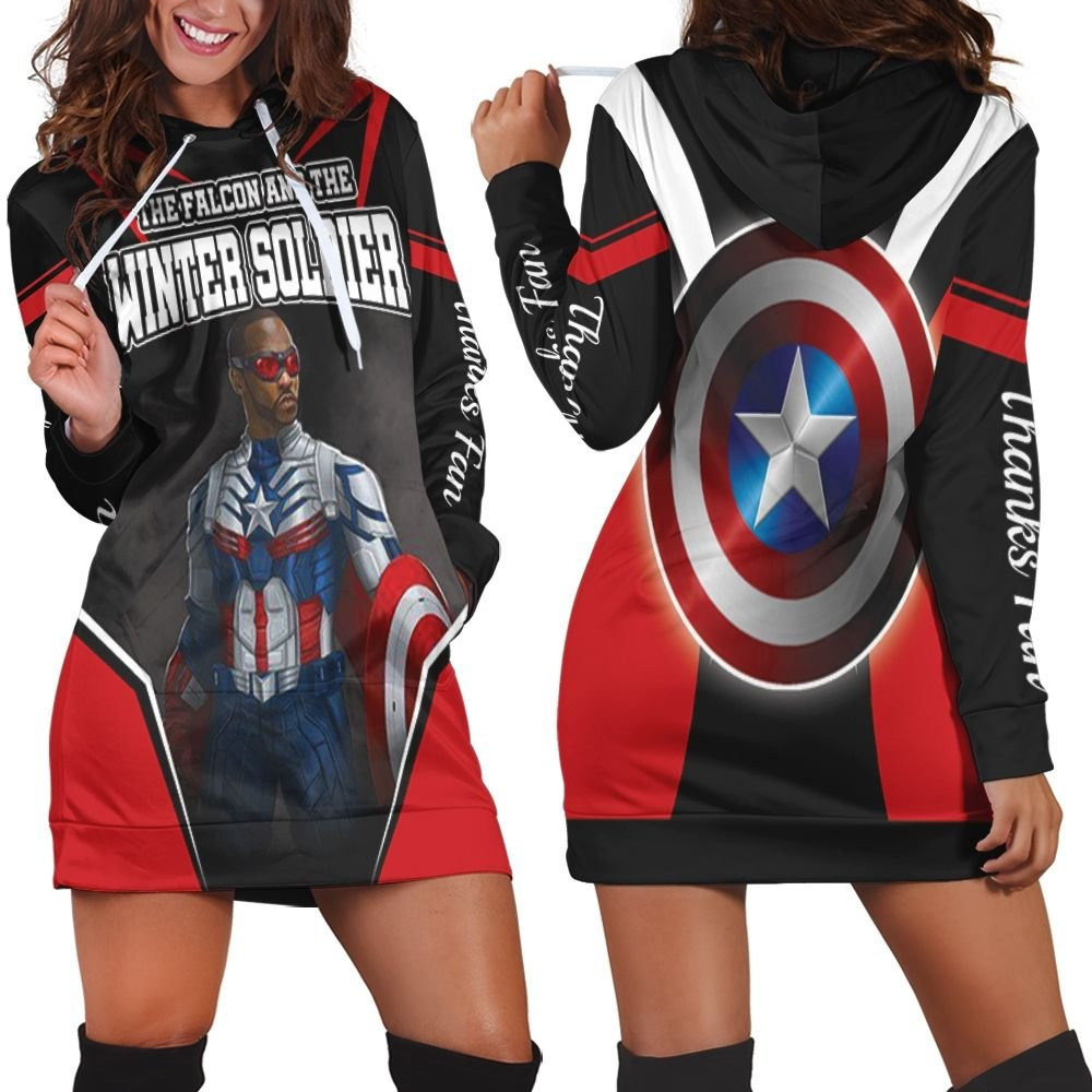 The Falcon New Captain America Wielding Shield Hoodie Dress Sweater Dress Sweatshirt Dress