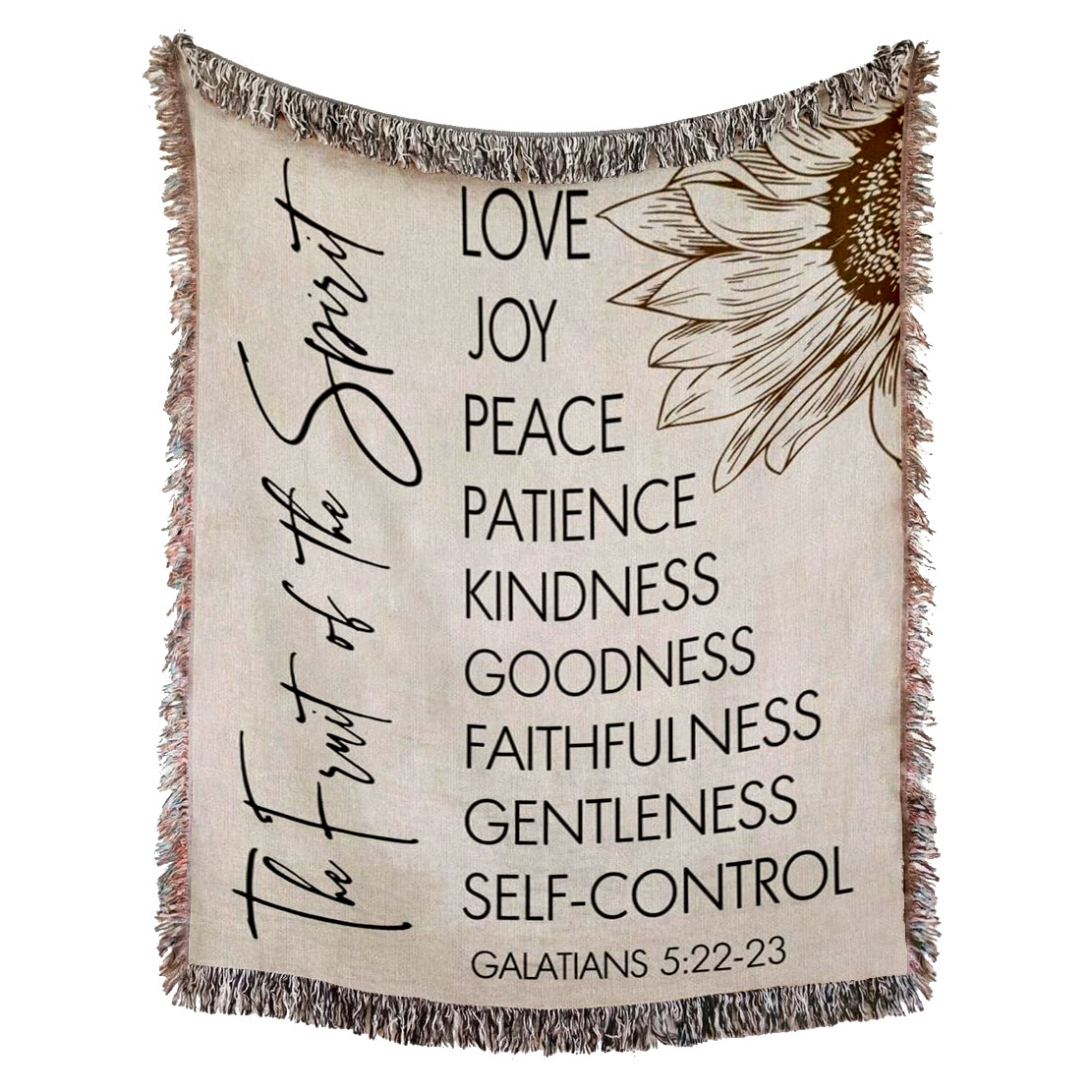 The Fruit Of The Spirit Woven Blanket - Galatian Verse Woven Throw Blanket - Galatian Tapestry Decor For Christian Blanket