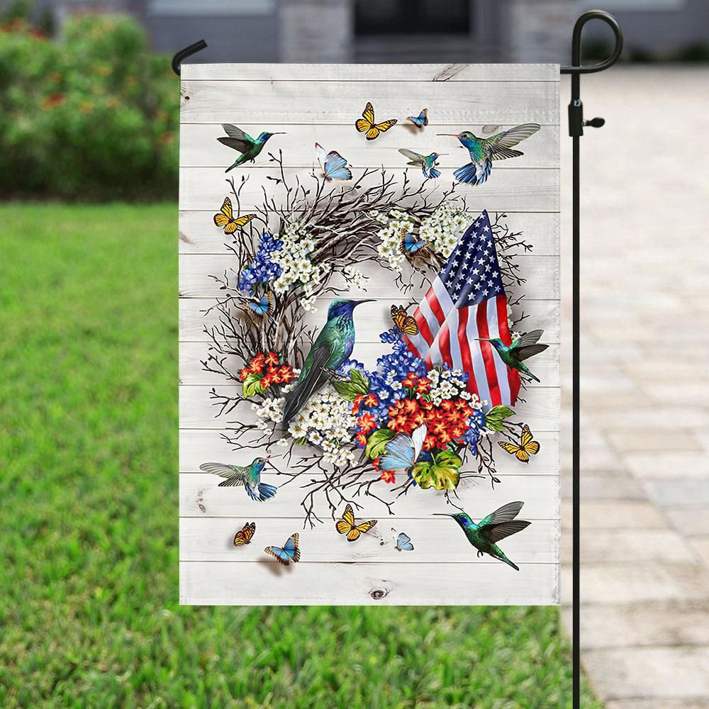 The Hummingbird Gods Tiny Miracle American Flag  Garden Flag House Flag