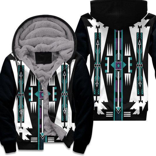 The Native American Costume Pattern Blue Fleece 3D Fleece Hoodie