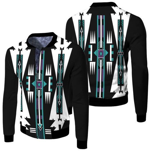 The Native American Costume Pattern Blue Fleece Fleece Bomber Jacket