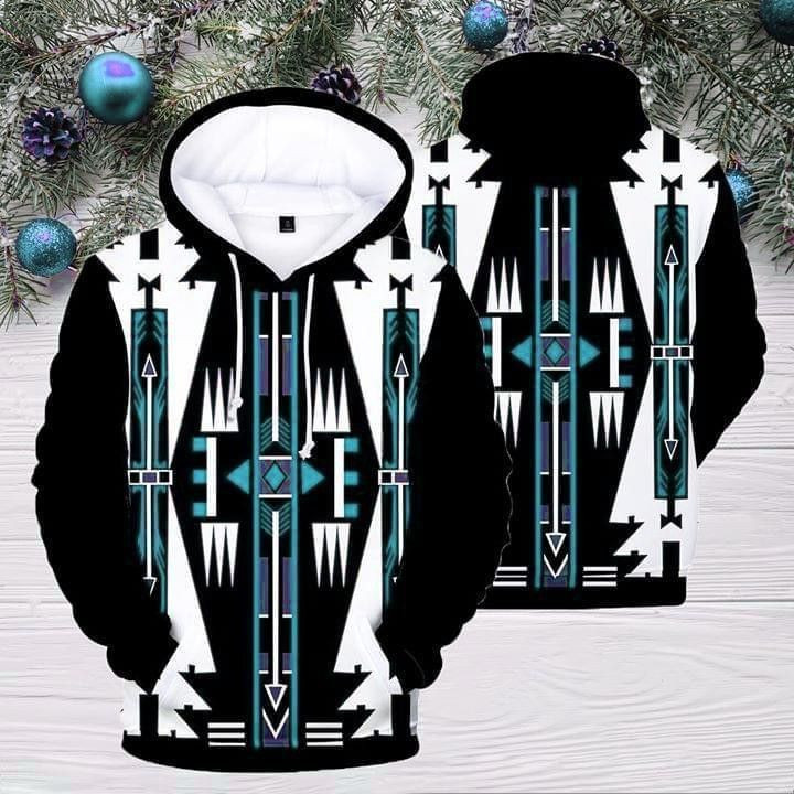 The Native American Costume Pattern Blue Pullover And Zippered Hoodies Custom 3D Graphic Printed 3D Hoodie All Over Print Hoodie For Men For Women