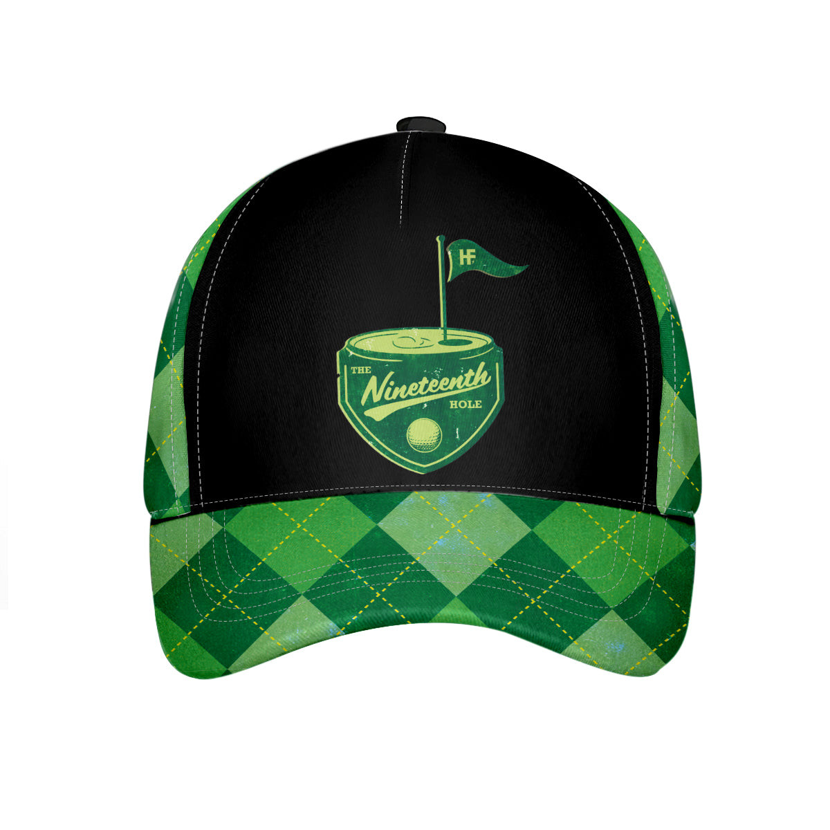 The Nineteenth Hole Green Argyle Golf Cap