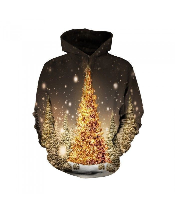 The Pattern Of The Golden Christmas Tree Pullover And Zip Pered Hoodies Custom 3D Graphic Printed 3D Hoodie All Over Print Hoodie For Men For Women