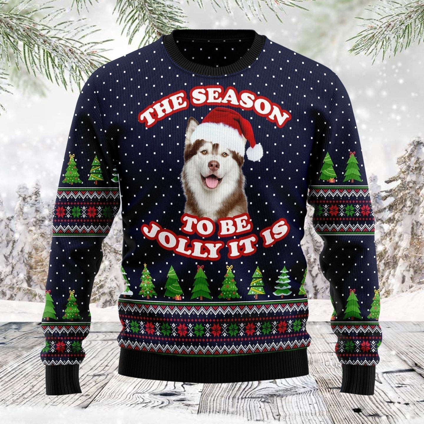 The Season To Be Jolly Siberian Husky Ugly Christmas Sweater