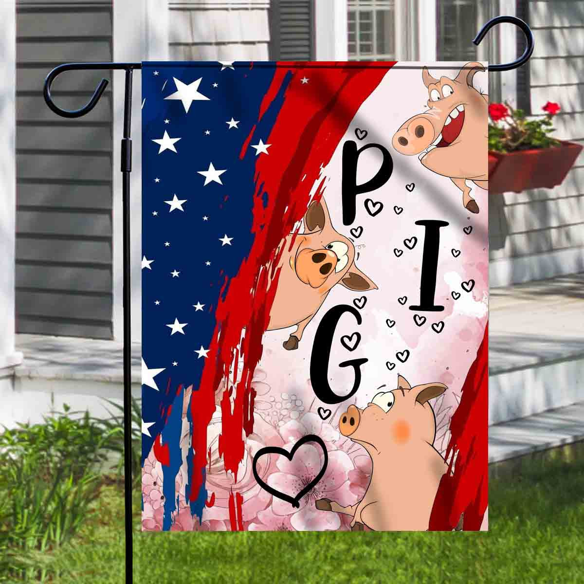 The World With Pig Flag Animal Farm ate American Independence Day Us Garden Flag House Flag