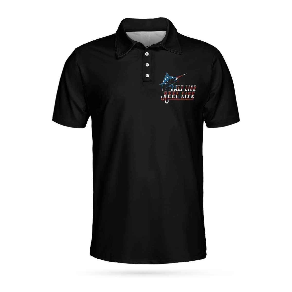 This Is My Reel Life Not Just A Fanta-Sea Polo Shirt Black American Flag Polo Shirt Fishing Shirt For Men