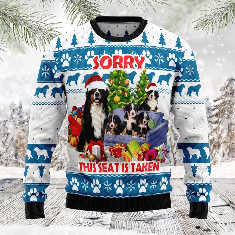 This Seat Is Taken Bernese Mountain Dog Ugly Christmas Sweater Ugly Sweater For Men Women