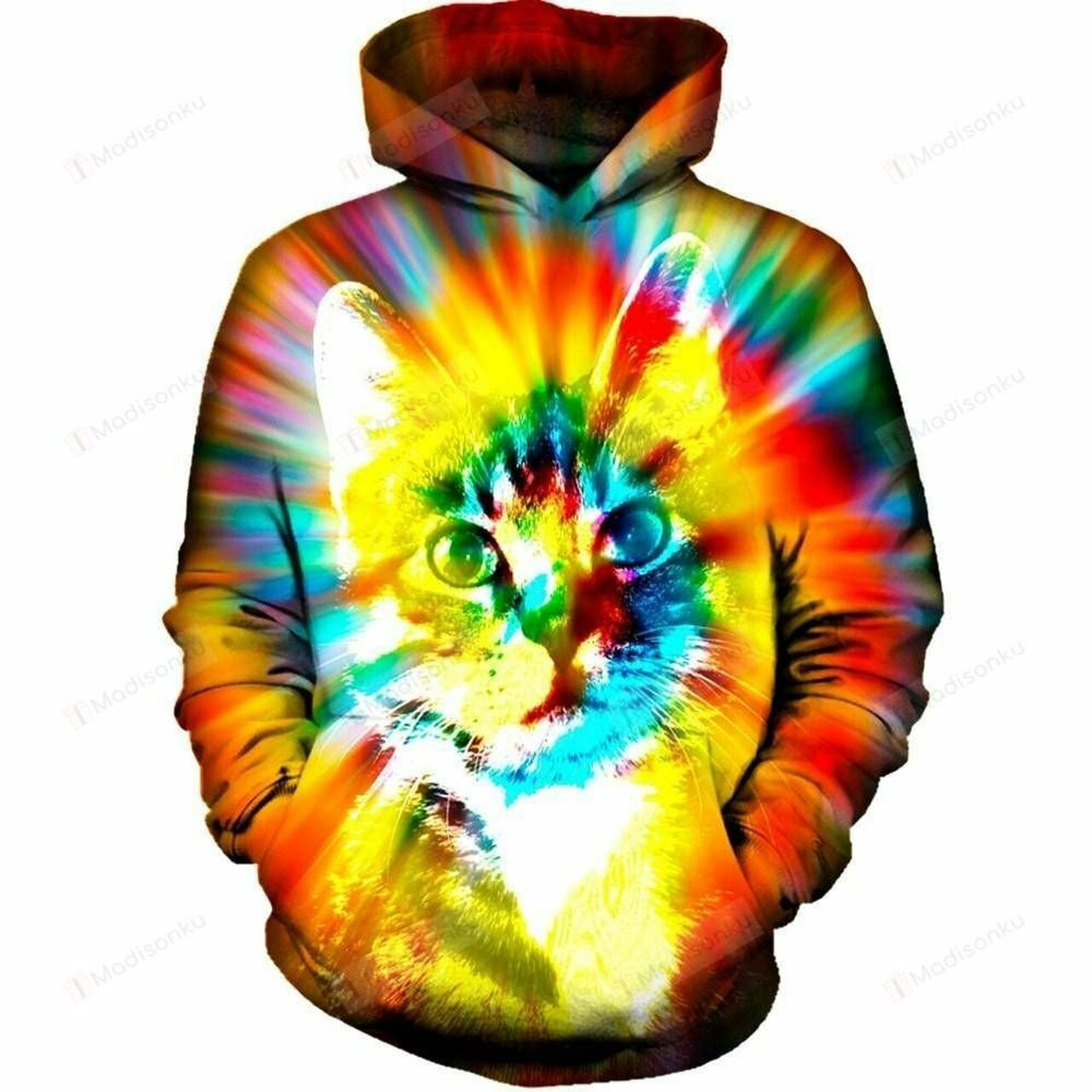 Tie Dye Cat 3d All Over Print Hoodie