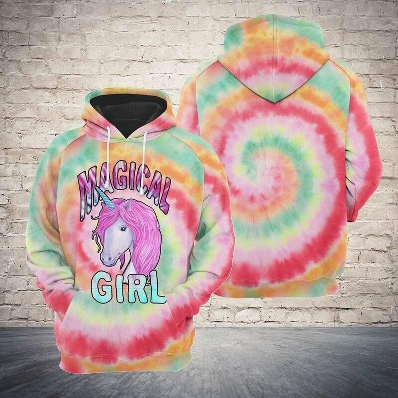Tie Dye Magical Unicorn Girl 3d All Over Print Hoodie