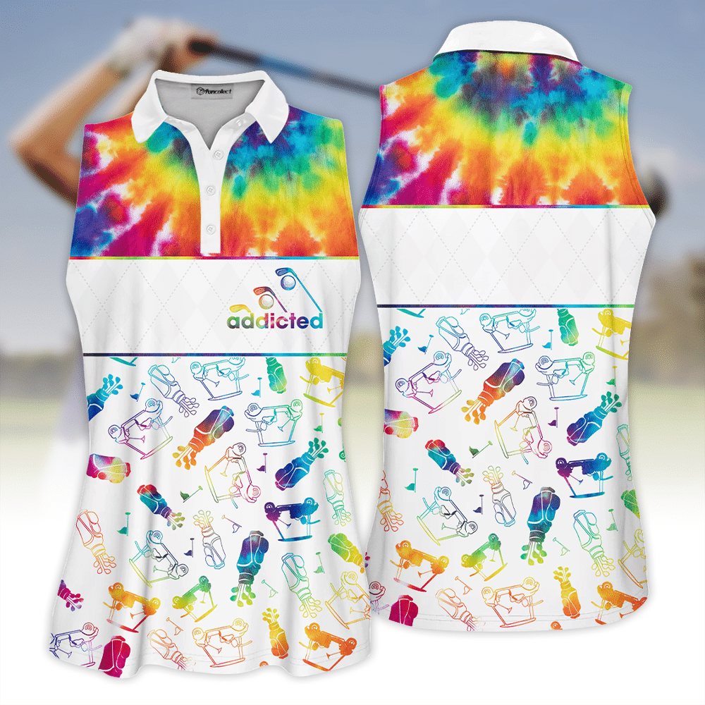 Tie-dye Addicted Pattern Golf Sleeveless Polo Shirt Short Sleeve Long Sleeve Polo Shirt For Women