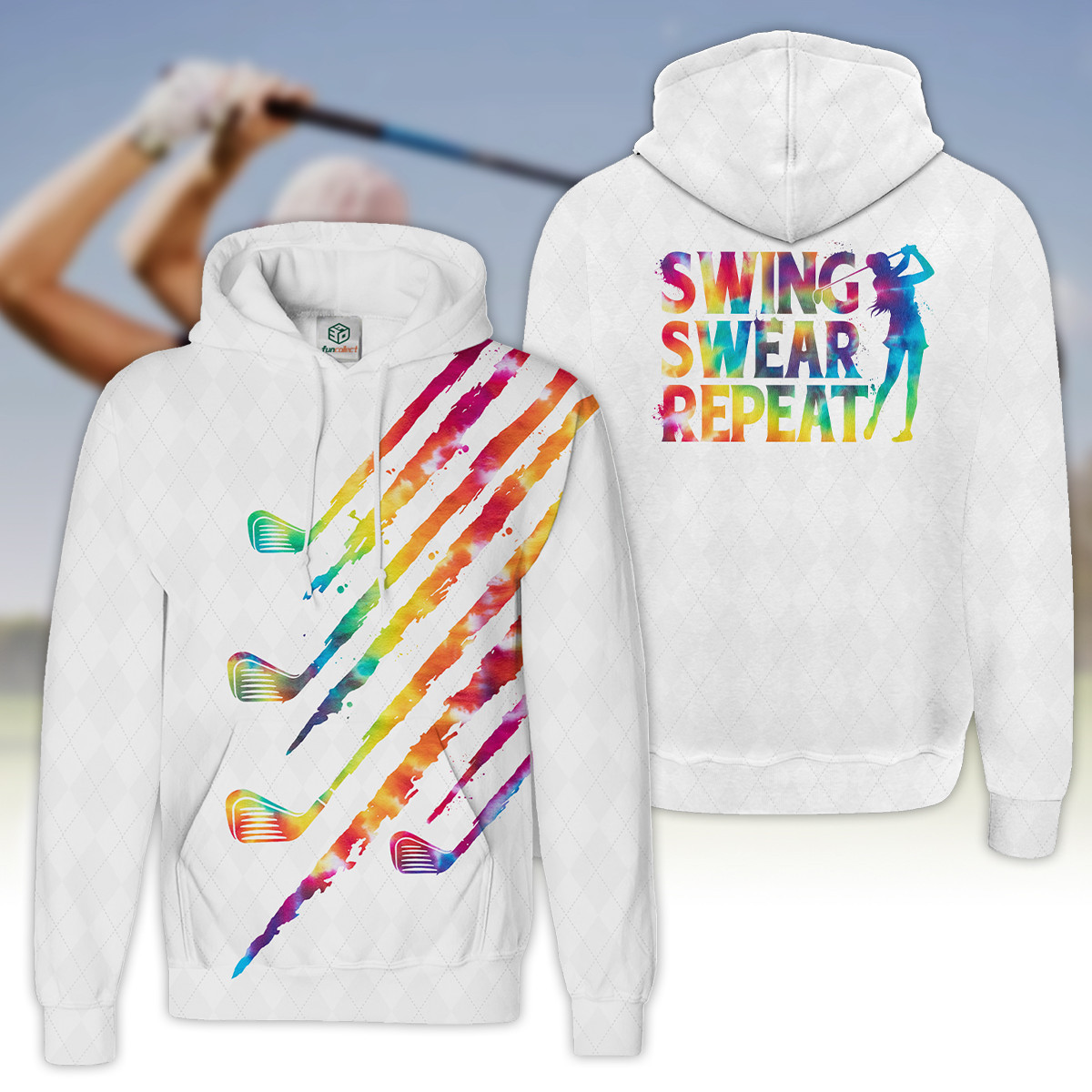 Tie-dye Addicted swing swear repeat V2 Golfer Gift Hoodie Zipper Hoodie Shirt For Women