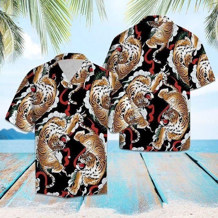 Tiger Beauty Hippie Hawaiian Shirts Summer Aloha Shirt