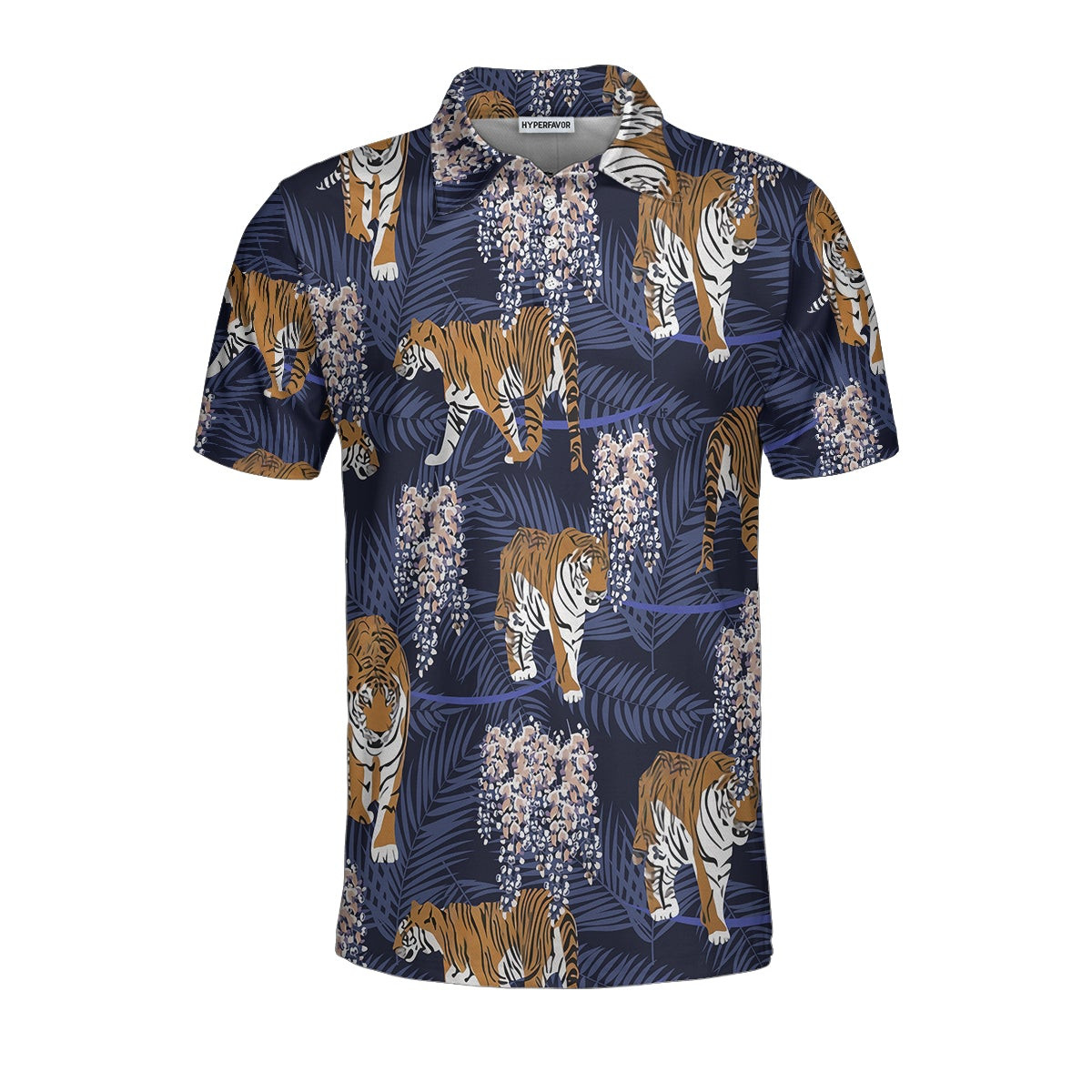 Tiger  Tropical Leaves Tiger Polo Shirt For Men Tropical Tiger Shirt Short Sleeve Gift For Tiger Lover