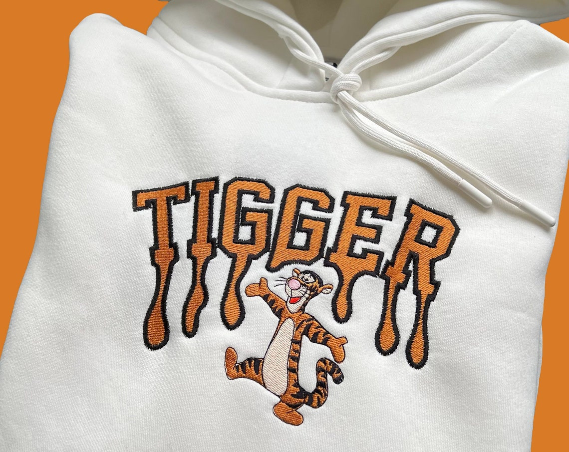 Tigger Embroidered Sweatshirt Hoodie Embroidered Sweatshirt Winnie The Pooh Embroidery Pooh Hoodies High Quality Unisex