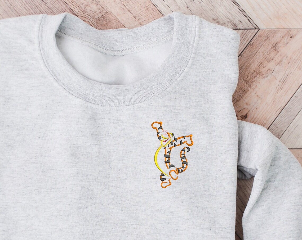 Tigger Winnie The Pooh Embroidered Crewneck Disney Embroidered Sweatshirt Tigger Shirt Disney Princess Shirt Womens Disney Crewneck