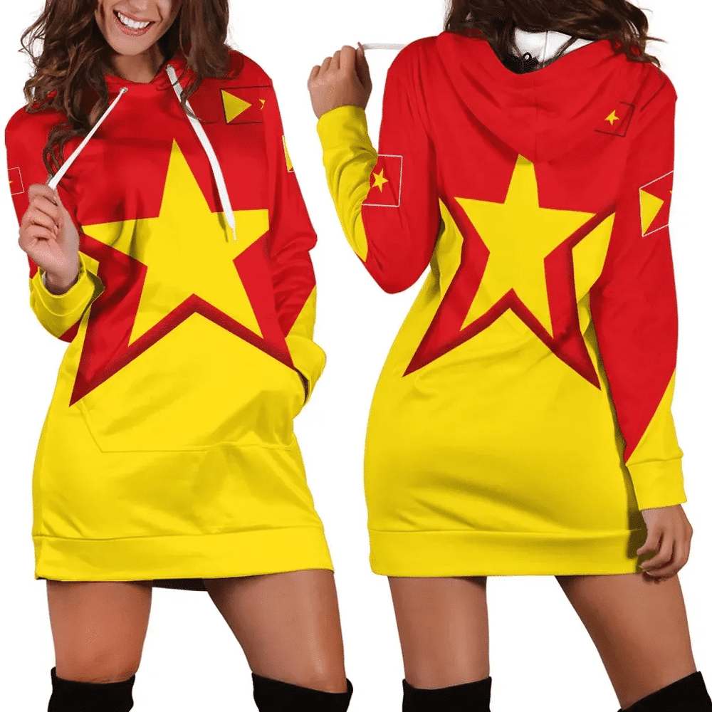 Tigray Hoodie Dress Flag Star A15 For Women