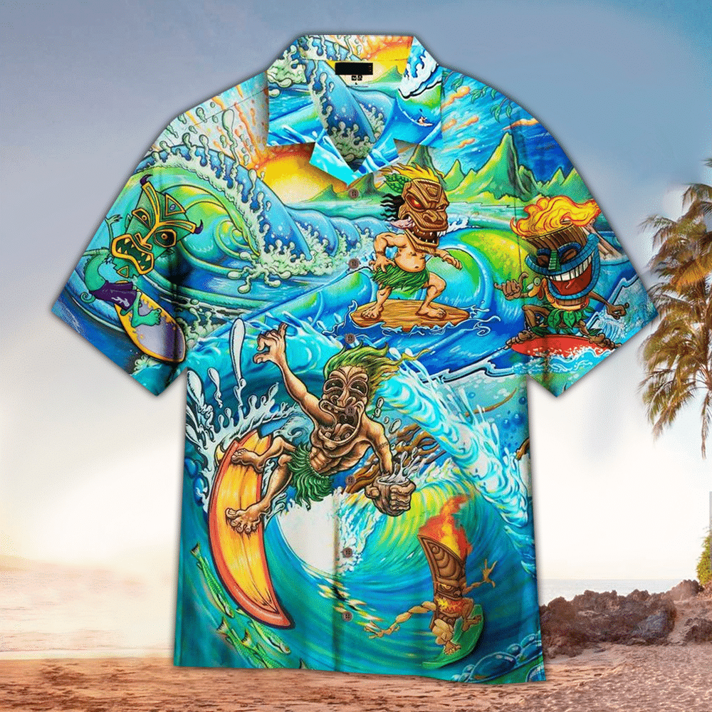 Tiki Hawaiian Shirt Tiki Button Up Shirt For Men and Women