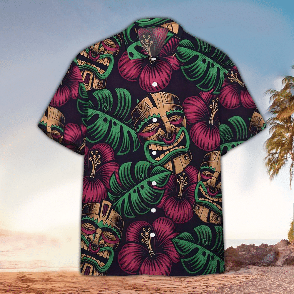 Tiki Hawaiian Shirt Tiki Button Up Shirt For Men and Women