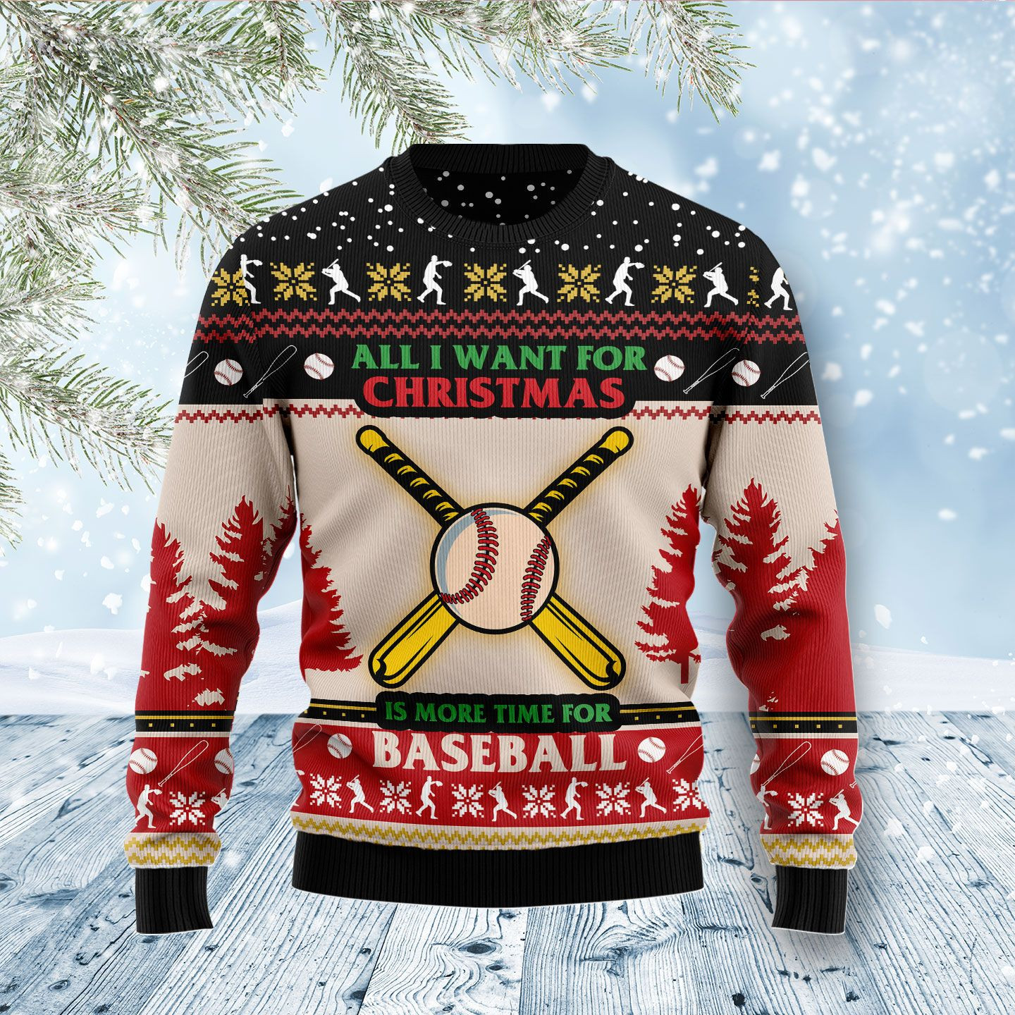Time For Baseball Ugly Christmas Sweater