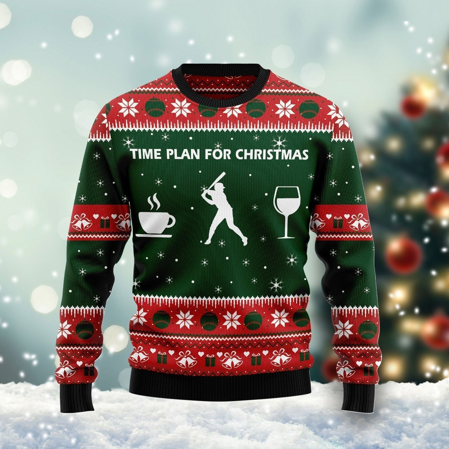 Time Plan For Christmas Baseball Ugly Christmas Sweater Ugly Sweater For Men Women