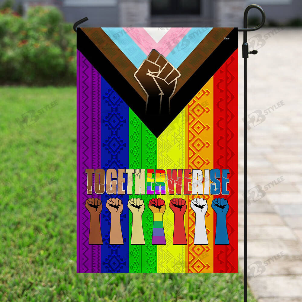 Together We Rise Progress Pride Flag Garden Flag House Flag