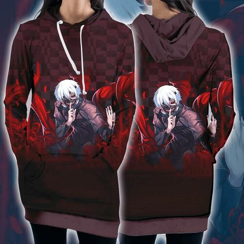 Tokyo Ghoul Hooded Dress Kaneki Ken Angry 3d Hoodie Dress Sweater Dress Sweatshirt Dress Hoodie