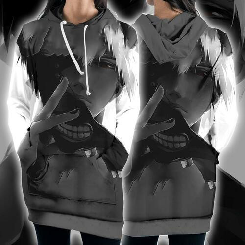 Tokyo Ghoul Hooded Dress Kaneki Ken Taking Off 3d Hoodie Dress Sweater Dress Sweatshirt Dress Hoodie