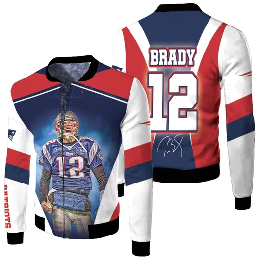 Tom Brady 12 New England Patriots Top 1 Player Nfl Fleece Bomber Jacket