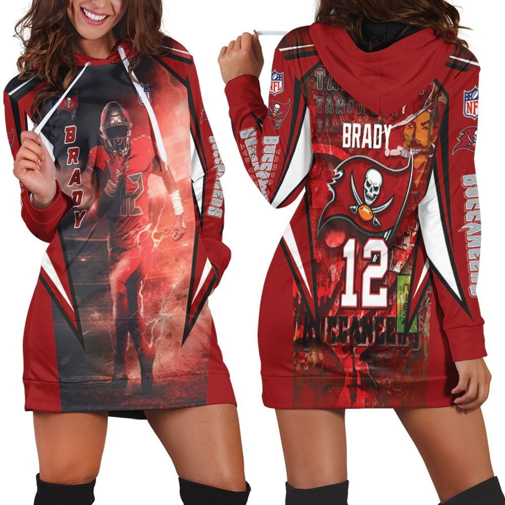 Tom Brady 12 Tampa Bay Buccaneers Flag Nfc South Division Champions Super Bowl 2021 Hoodie Dress Sweater Dress Sweatshirt Dress