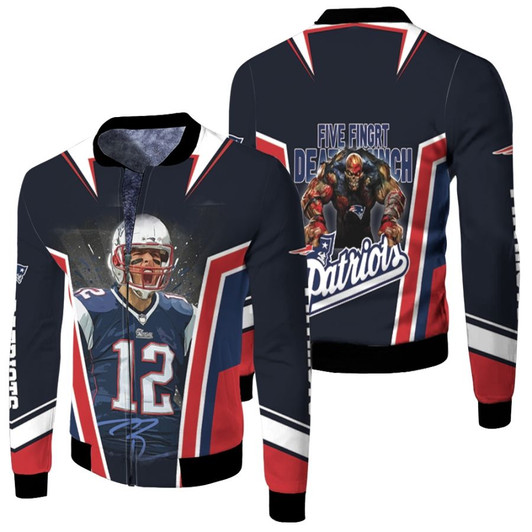 Tom Brady New England Patriots Five Fingrt Death Punch Black Fleece Bomber Jacket